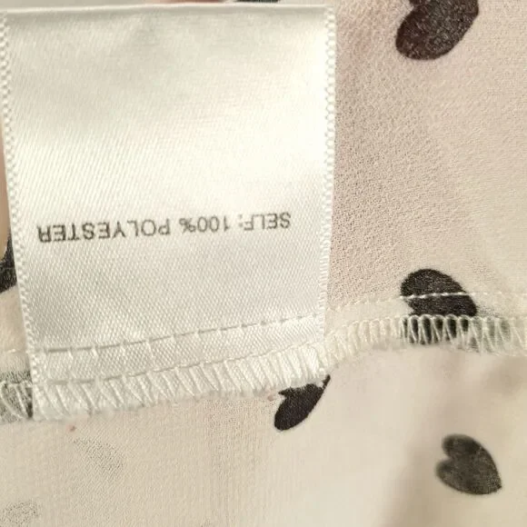 Rose & Olive Blouse Womens Large Little Ditsy Hearts Allover White Smocking - Picture 7 of 12